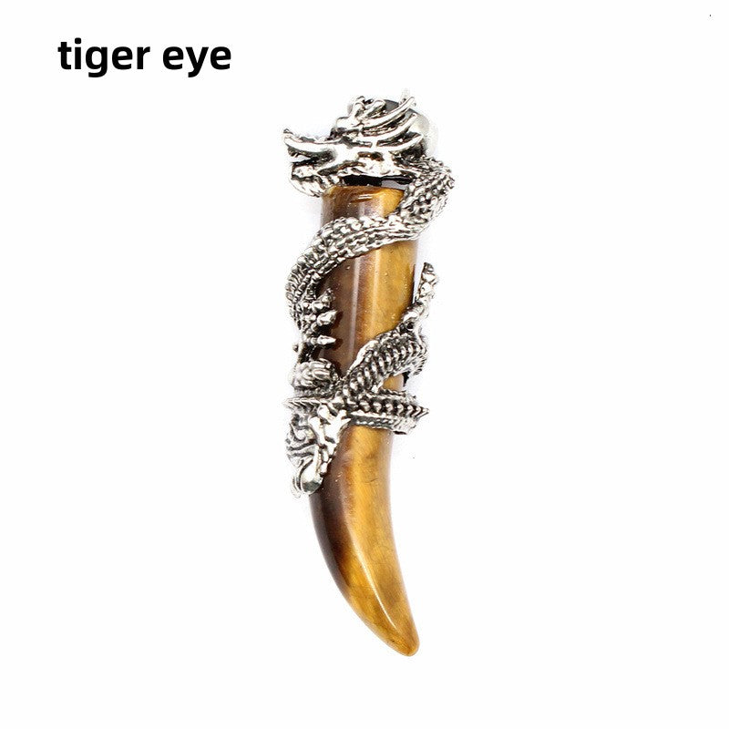 Dragon Wrapped Tooth Point Pendant Necklace Wholesale