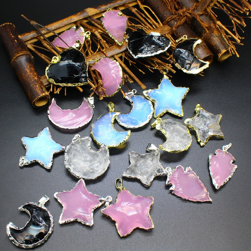 Raw Cut Moon Star Sword Heart Pendant Necklace Wholesale