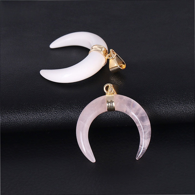 Crystal Moon Rose Gold Setting Pendant Necklace