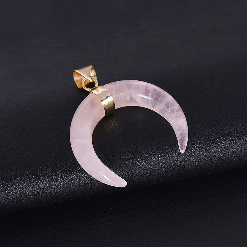 Crystal Moon Rose Gold Setting Pendant Necklace