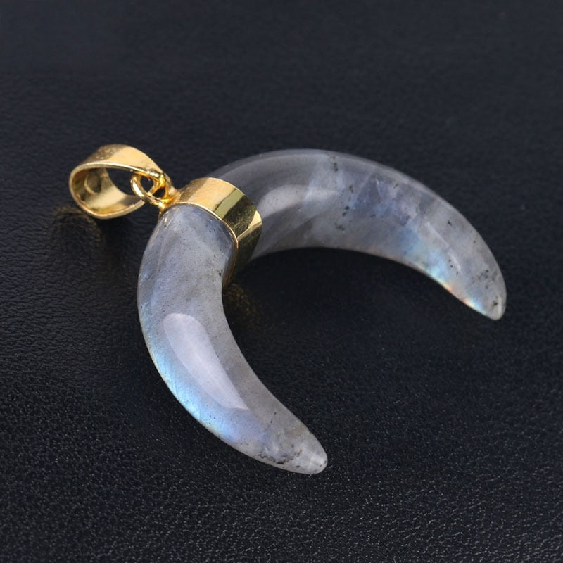 Crystal Moon Rose Gold Setting Pendant Necklace