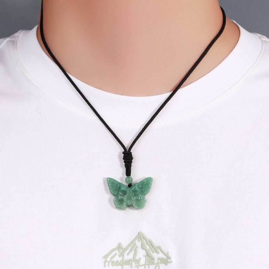 Crystal Butterfly Skull Pendant Necklace