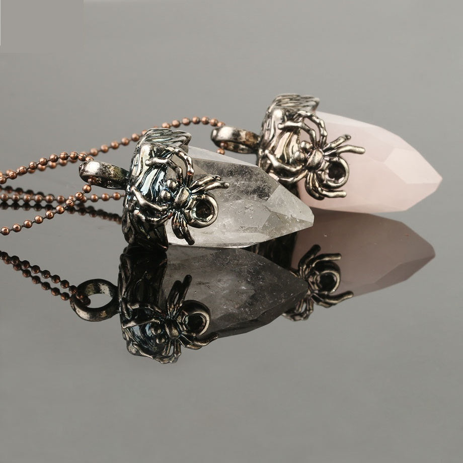 Spider Crystal Point Pendant Necklace