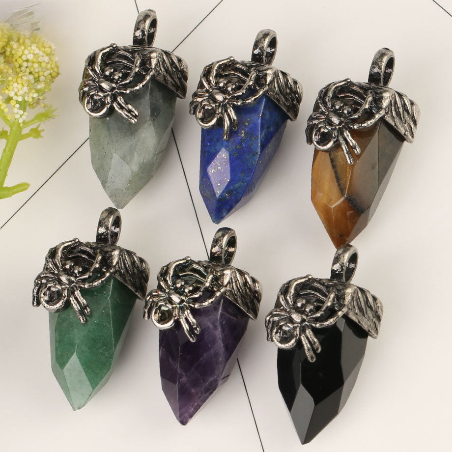 Spider Crystal Point Pendant Necklace