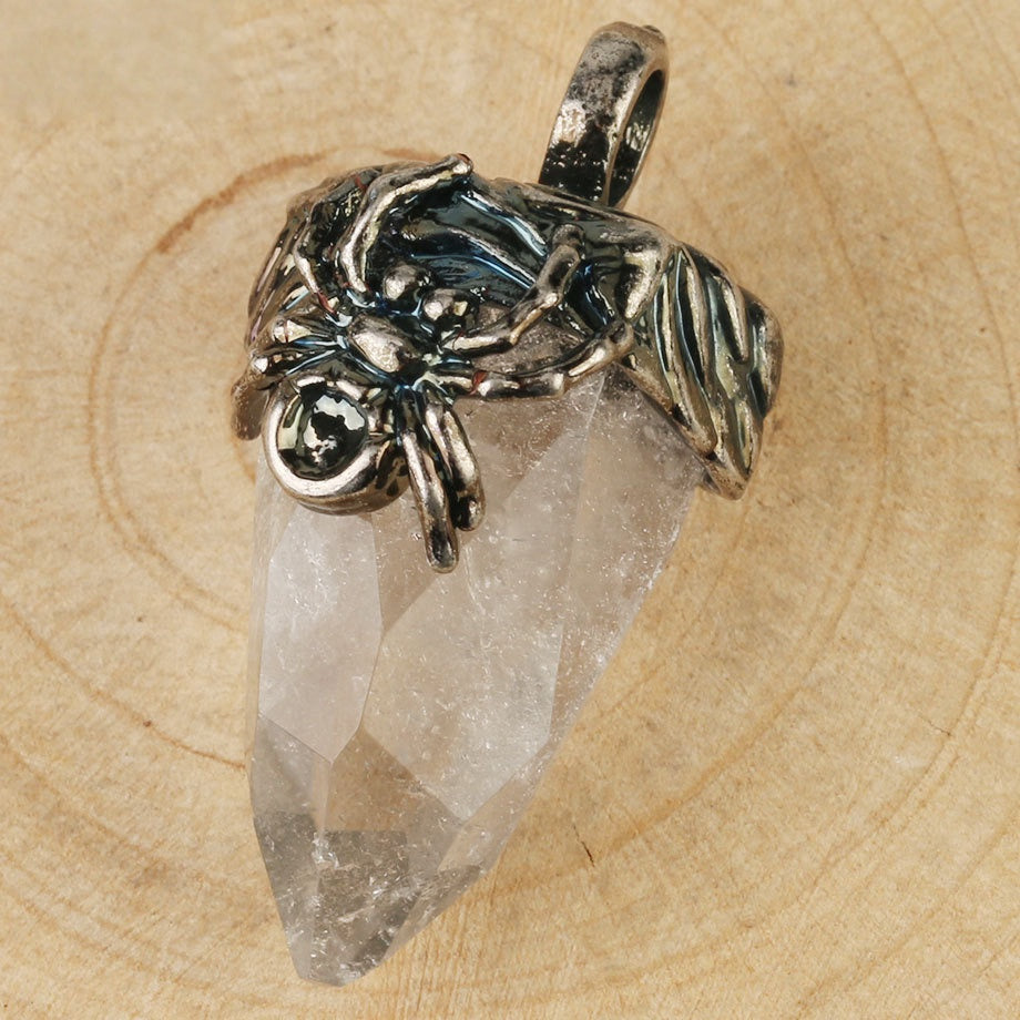 Spider Crystal Point Pendant Necklace