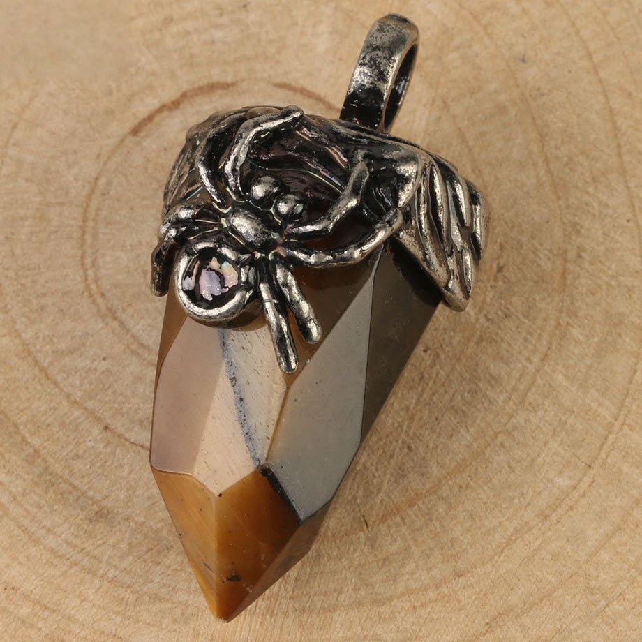 Spider Crystal Point Pendant Necklace