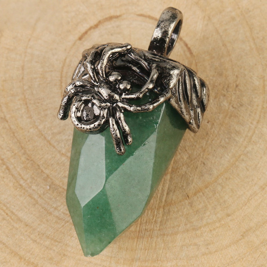 Spider Crystal Point Pendant Necklace