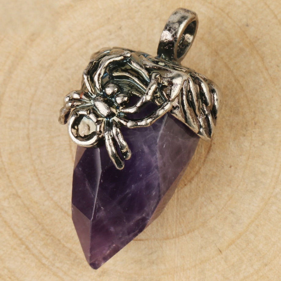 Spider Crystal Point Pendant Necklace