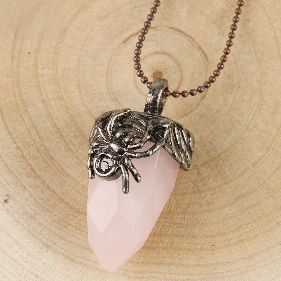 Spider Crystal Point Pendant Necklace
