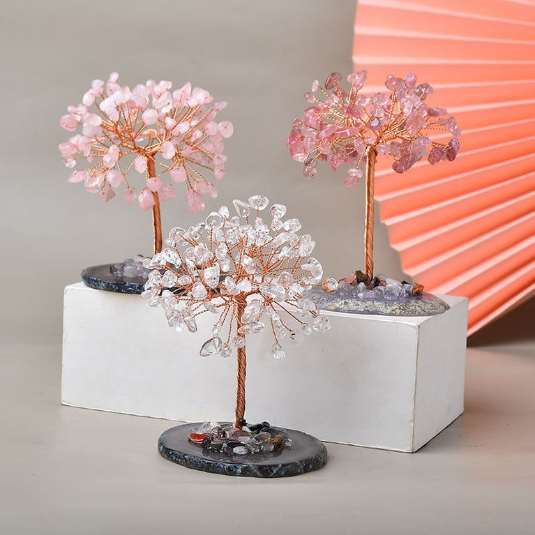 Natural Crystal Stone Chips Tree DIY Wire Wrapping Money Tree Fortune Tree Gift Home Decoration