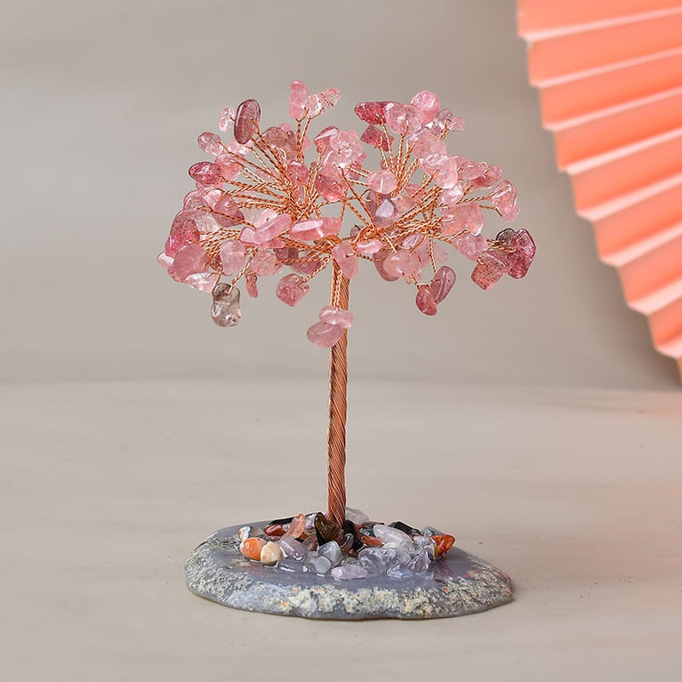 Natural Crystal Stone Chips Tree DIY Wire Wrapping Money Tree Fortune Tree Gift Home Decoration