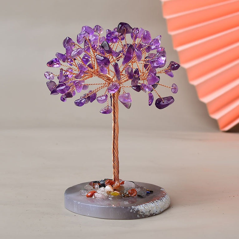 Natural Crystal Stone Chips Tree DIY Wire Wrapping Money Tree Fortune Tree Gift Home Decoration