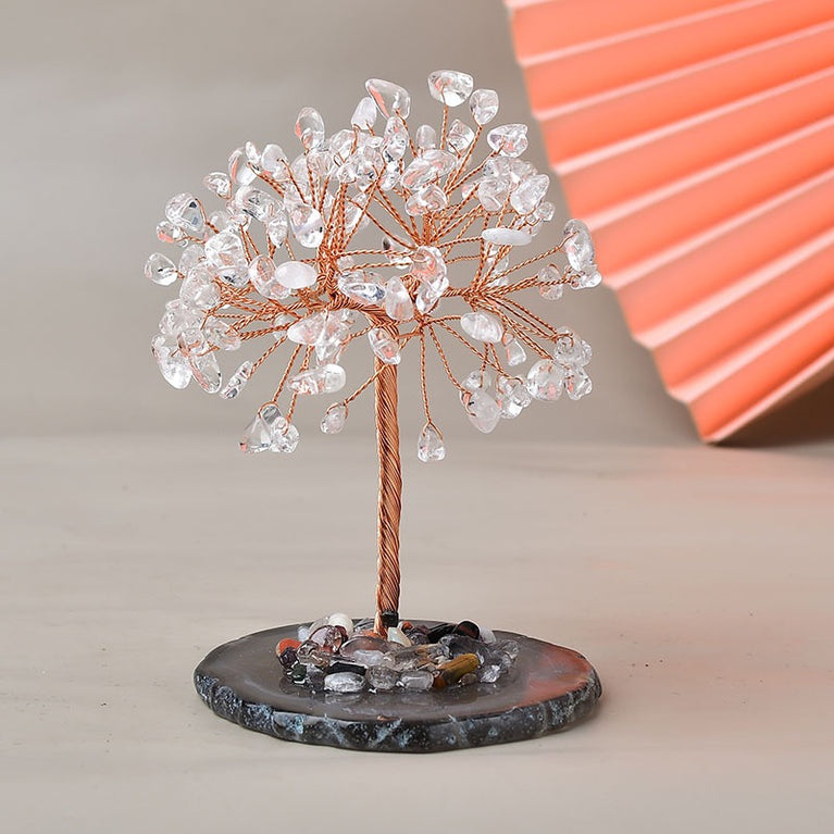 Natural Crystal Stone Chips Tree DIY Wire Wrapping Money Tree Fortune Tree Gift Home Decoration