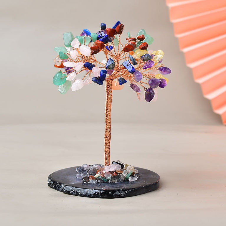 Natural Crystal Stone Chips Tree DIY Wire Wrapping Money Tree Fortune Tree Gift Home Decoration