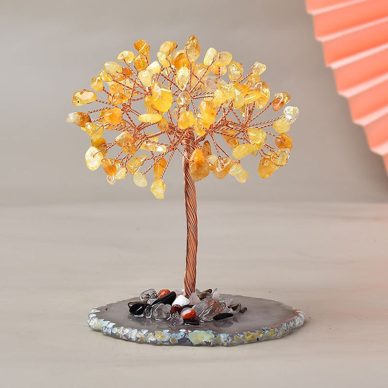 Natural Crystal Stone Chips Tree DIY Wire Wrapping Money Tree Fortune Tree Gift Home Decoration