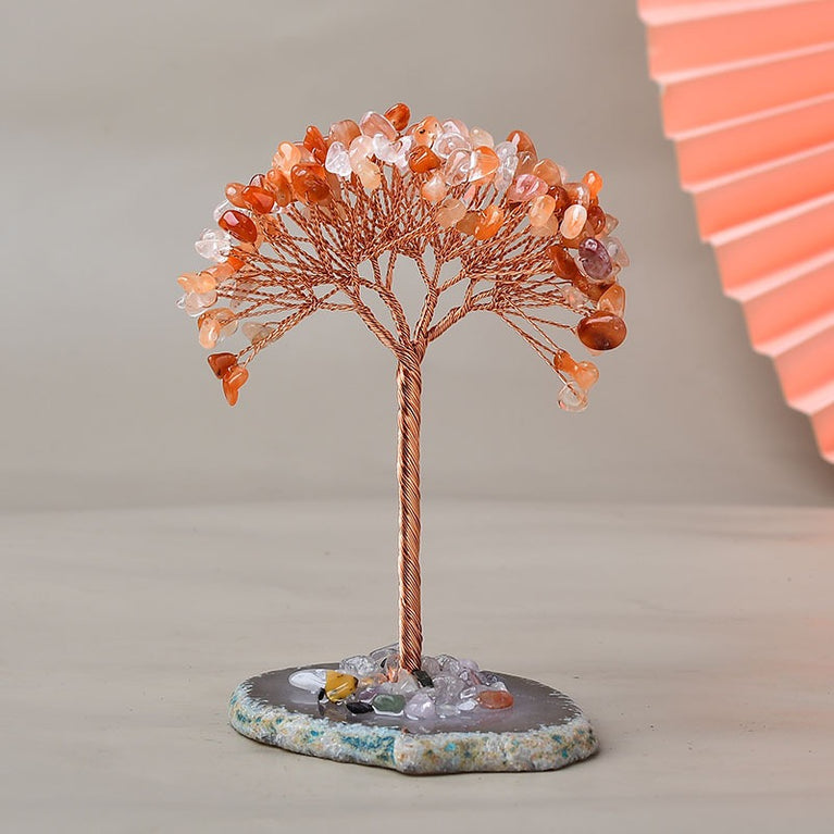 Natural Crystal Stone Chips Tree DIY Wire Wrapping Money Tree Fortune Tree Gift Home Decoration