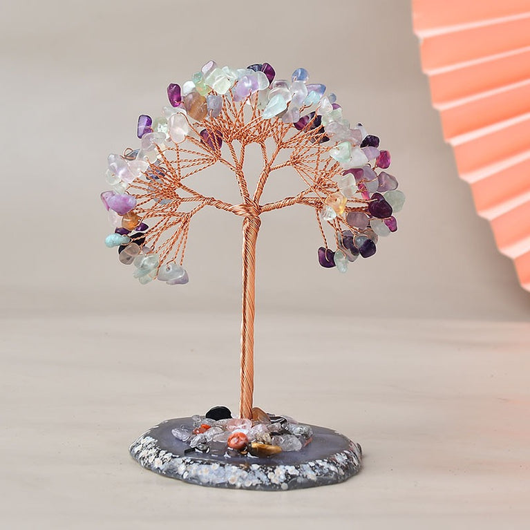 Natural Crystal Stone Chips Tree DIY Wire Wrapping Money Tree Fortune Tree Gift Home Decoration