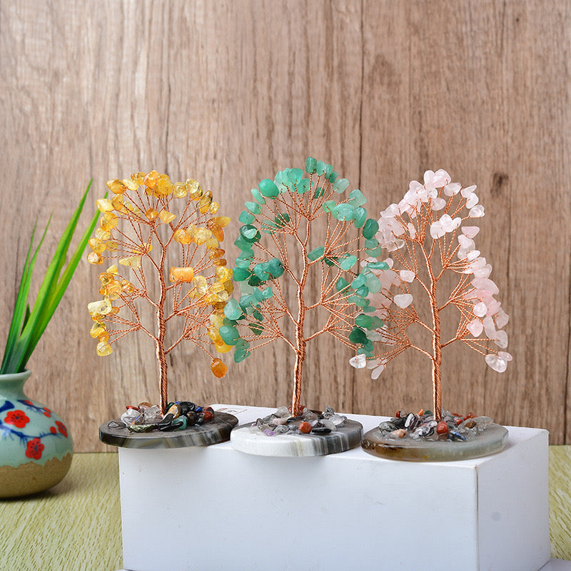 Natural Crystal Stone Chips Tree DIY Wire Wrapping Money Tree Fortune Tree Gift Home Decoration