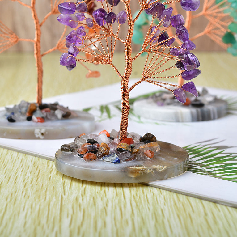 Natural Crystal Stone Chips Tree DIY Wire Wrapping Money Tree Fortune Tree Gift Home Decoration