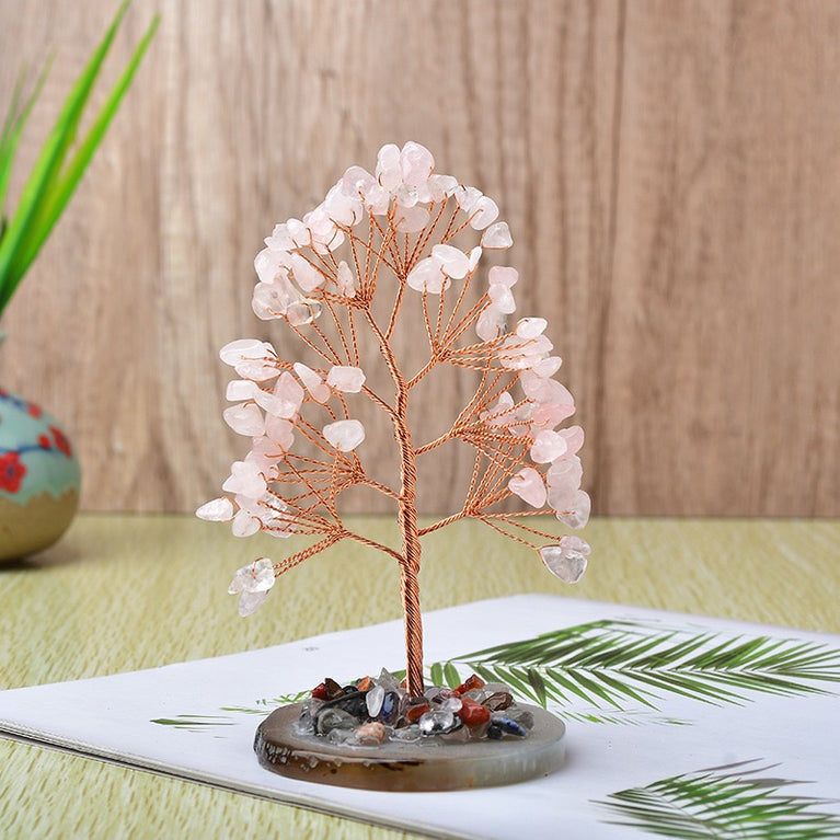 Natural Crystal Stone Chips Tree DIY Wire Wrapping Money Tree Fortune Tree Gift Home Decoration