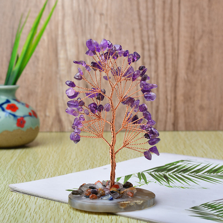 Natural Crystal Stone Chips Tree DIY Wire Wrapping Money Tree Fortune Tree Gift Home Decoration