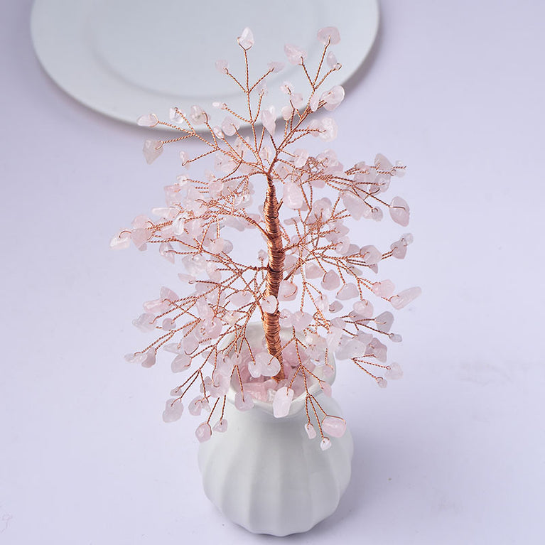 Natural Crystal Stone Chips Tree DIY Wire Wrapping Money Tree Fortune Tree Gift Home Decoration