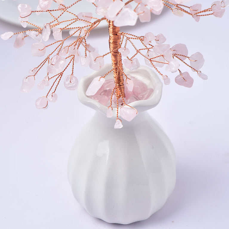 Natural Crystal Stone Chips Tree DIY Wire Wrapping Money Tree Fortune Tree Gift Home Decoration