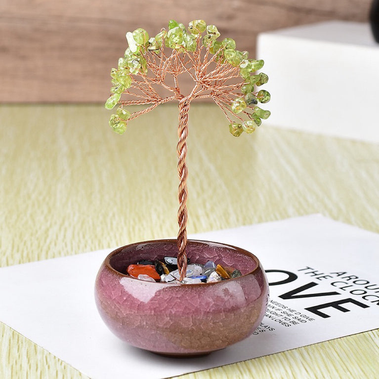 Natural Crystal Stone Chips Tree DIY Wire Wrapping Money Tree Fortune Tree Gift Home Decoration