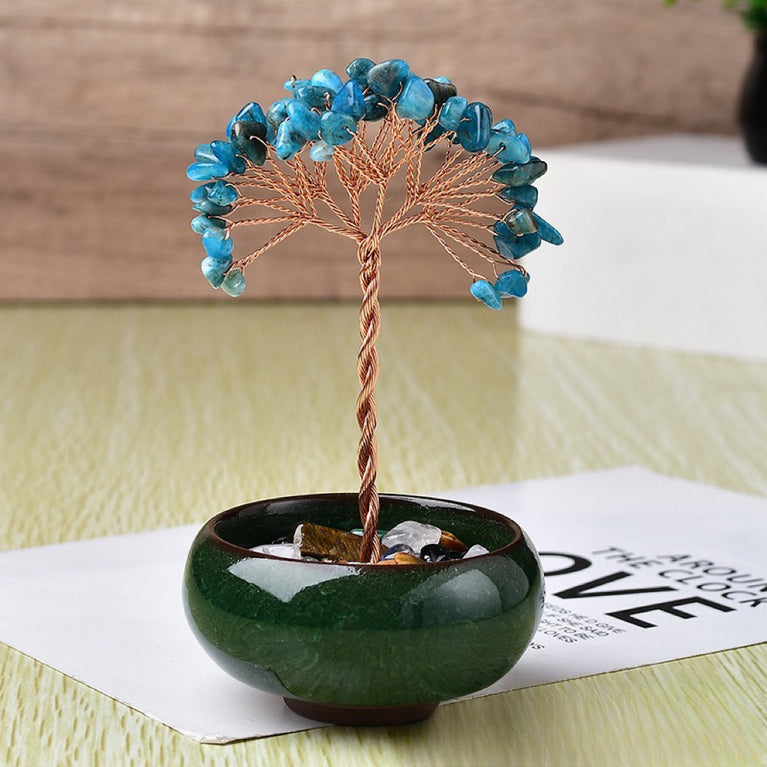 Natural Crystal Stone Chips Tree DIY Wire Wrapping Money Tree Fortune Tree Gift Home Decoration