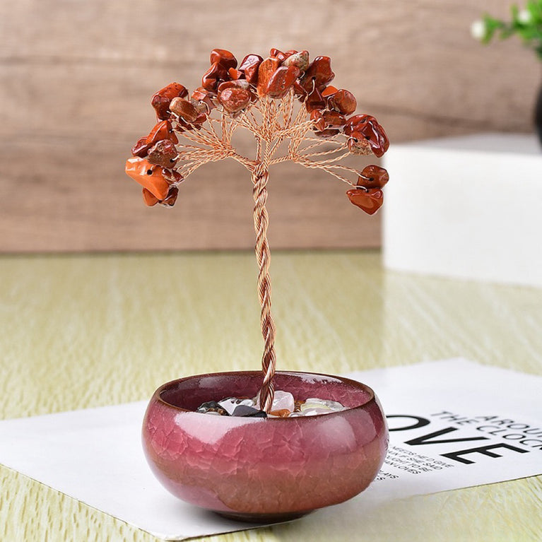 Natural Crystal Stone Chips Tree DIY Wire Wrapping Money Tree Fortune Tree Gift Home Decoration