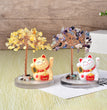 Solar Power Fortune Cat Natural Crystal Stone Chips Tree DIY Wire Wrapping Money Tree Fortune Tree Gift Home Decoration