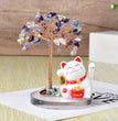 Solar Power Fortune Cat Natural Crystal Stone Chips Tree DIY Wire Wrapping Money Tree Fortune Tree Gift Home Decoration