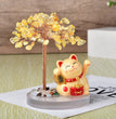 Solar Power Fortune Cat Natural Crystal Stone Chips Tree DIY Wire Wrapping Money Tree Fortune Tree Gift Home Decoration