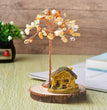 Natural Crystal Stone Chips Tree Cartoon House Base DIY Wire Wrapping Money Tree Fortune Tree Gift Home Decoration