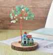 Natural Crystal Stone Chips Tree Cartoon House Base DIY Wire Wrapping Money Tree Fortune Tree Gift Home Decoration