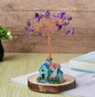 Natural Crystal Stone Chips Tree Cartoon House Base DIY Wire Wrapping Money Tree Fortune Tree Gift Home Decoration