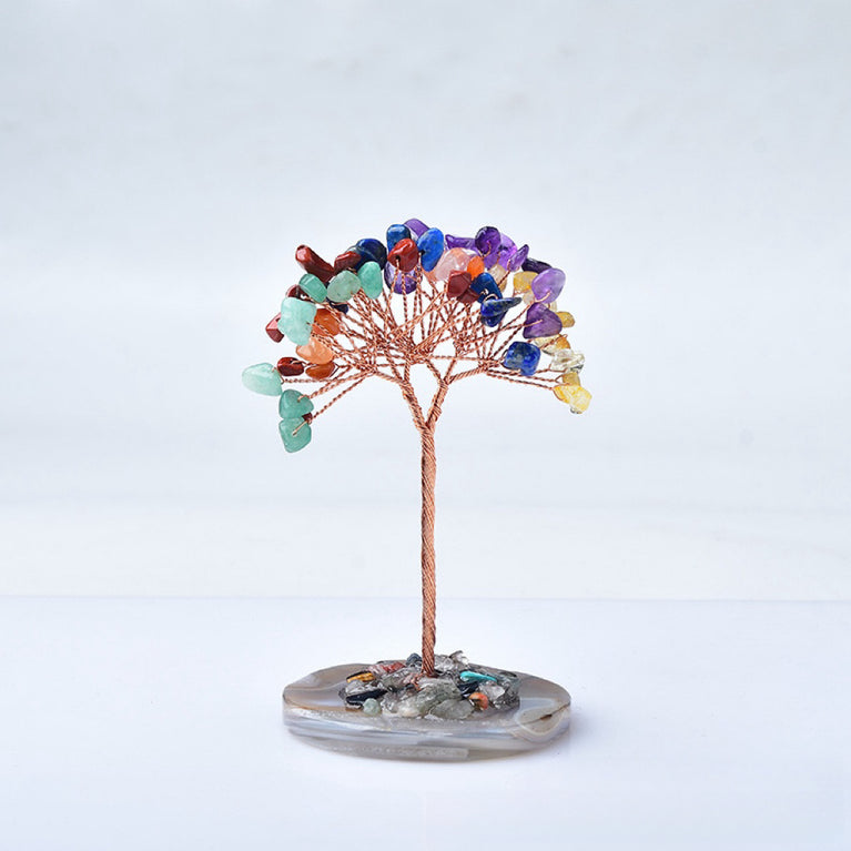 Natural Crystal Stone Chips Tree DIY Wire Wrapping Money Tree Fortune Tree Gift Home Decoration