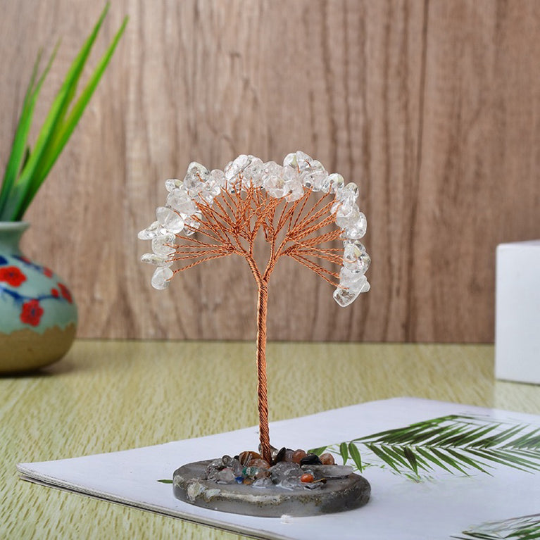 Natural Crystal Stone Chips Tree DIY Wire Wrapping Money Tree Fortune Tree Gift Home Decoration