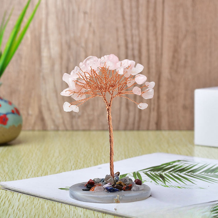 Natural Crystal Stone Chips Tree DIY Wire Wrapping Money Tree Fortune Tree Gift Home Decoration