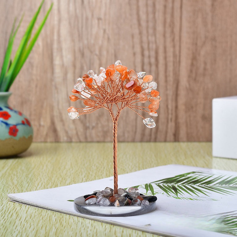 Natural Crystal Stone Chips Tree DIY Wire Wrapping Money Tree Fortune Tree Gift Home Decoration