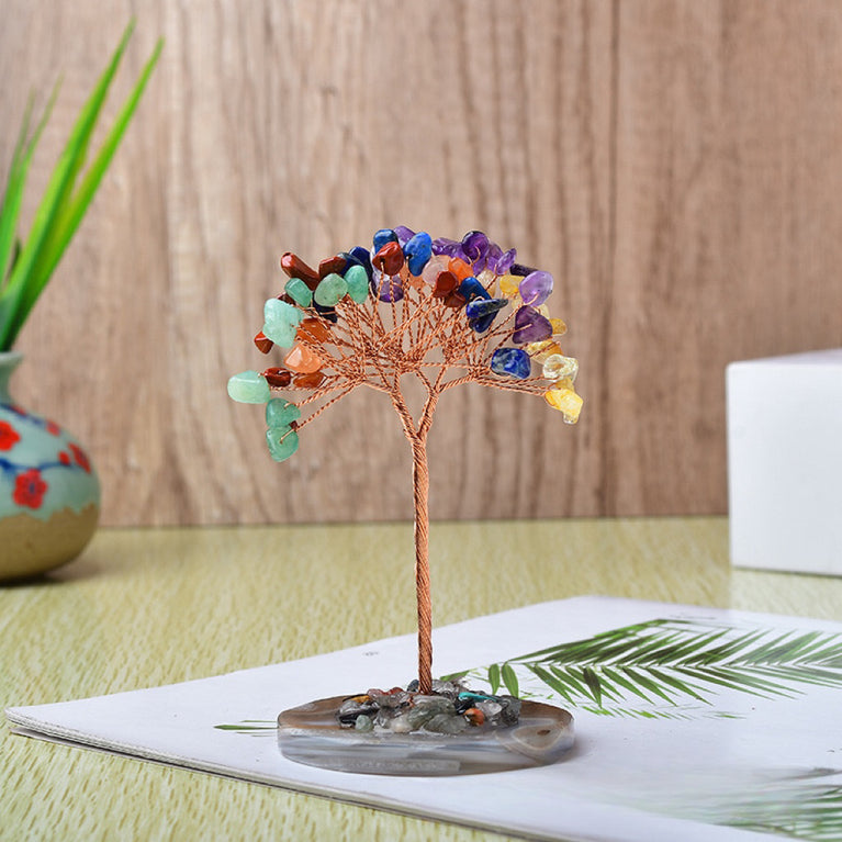 Natural Crystal Stone Chips Tree DIY Wire Wrapping Money Tree Fortune Tree Gift Home Decoration