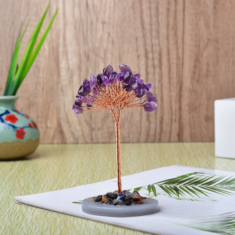 Natural Crystal Stone Chips Tree DIY Wire Wrapping Money Tree Fortune Tree Gift Home Decoration