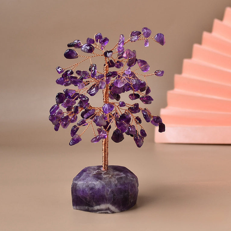 Natural Crystal Stone Chips Tree DIY Wire Wrapping Money Tree Fortune Tree Gift Home Decoration