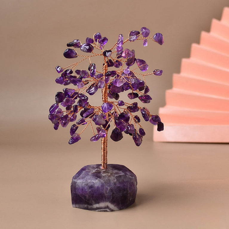 Natural Crystal Stone Chips Tree DIY Wire Wrapping Money Tree Fortune Tree Gift Home Decoration