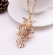 Owl Metal Sphere Holder Necklace Perfume Pendant Sweater Chain