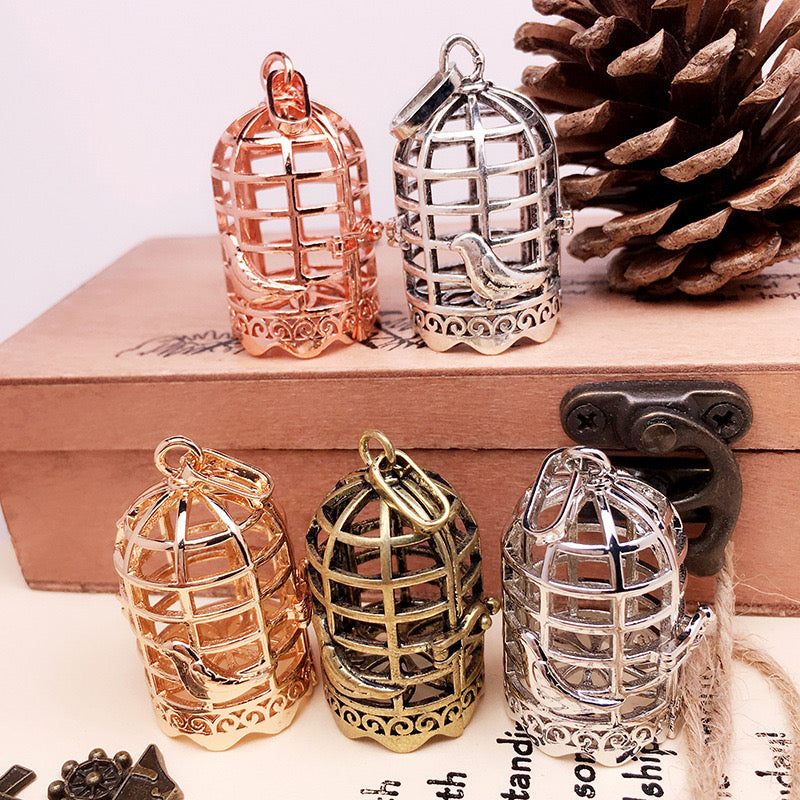 Bird Cage Metal Sphere Holder Necklace Perfume Pendant Sweater Chain