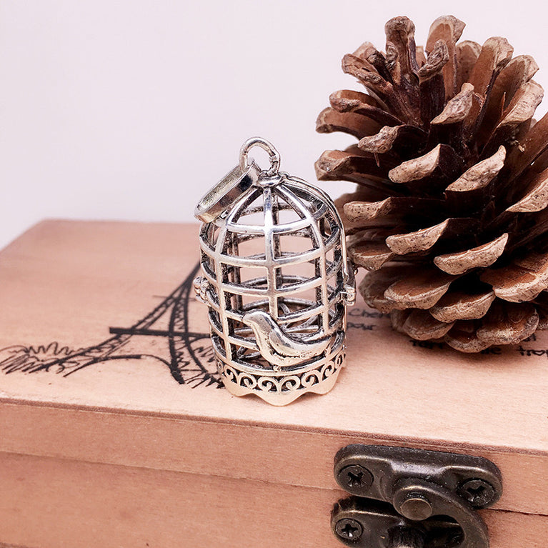 Bird Cage Metal Sphere Holder Necklace Perfume Pendant Sweater Chain