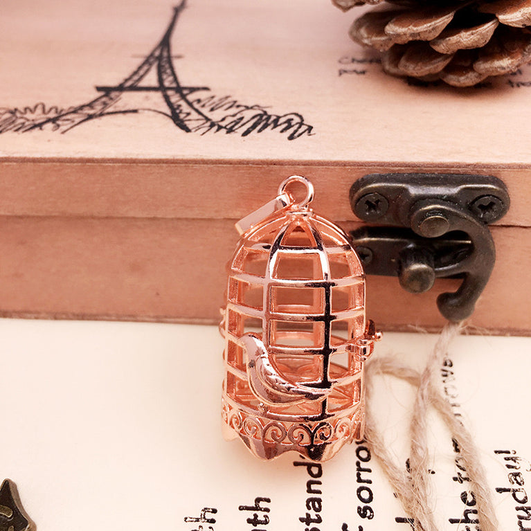 Bird Cage Metal Sphere Holder Necklace Perfume Pendant Sweater Chain