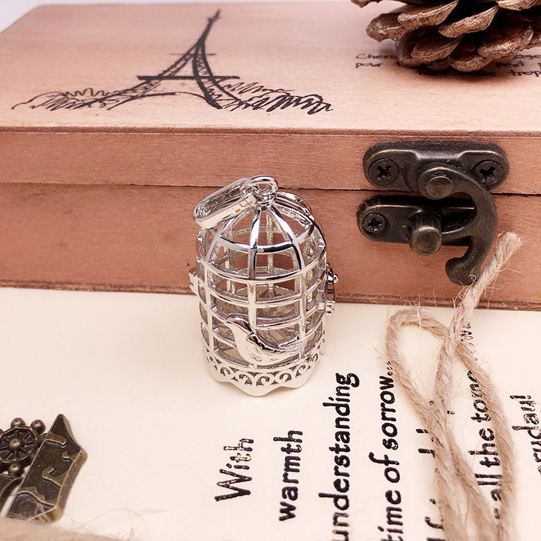 Bird Cage Metal Sphere Holder Necklace Perfume Pendant Sweater Chain