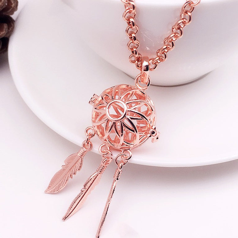 Bird Cage Metal Sphere Holder Necklace Perfume Pendant Sweater Chain